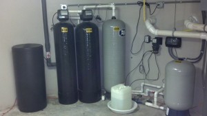 water system using a variable speed 22SQE submersible pump, a hydrogen peroxide system and a water softener